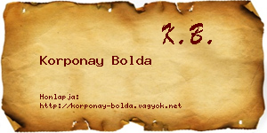 Korponay Bolda névjegykártya